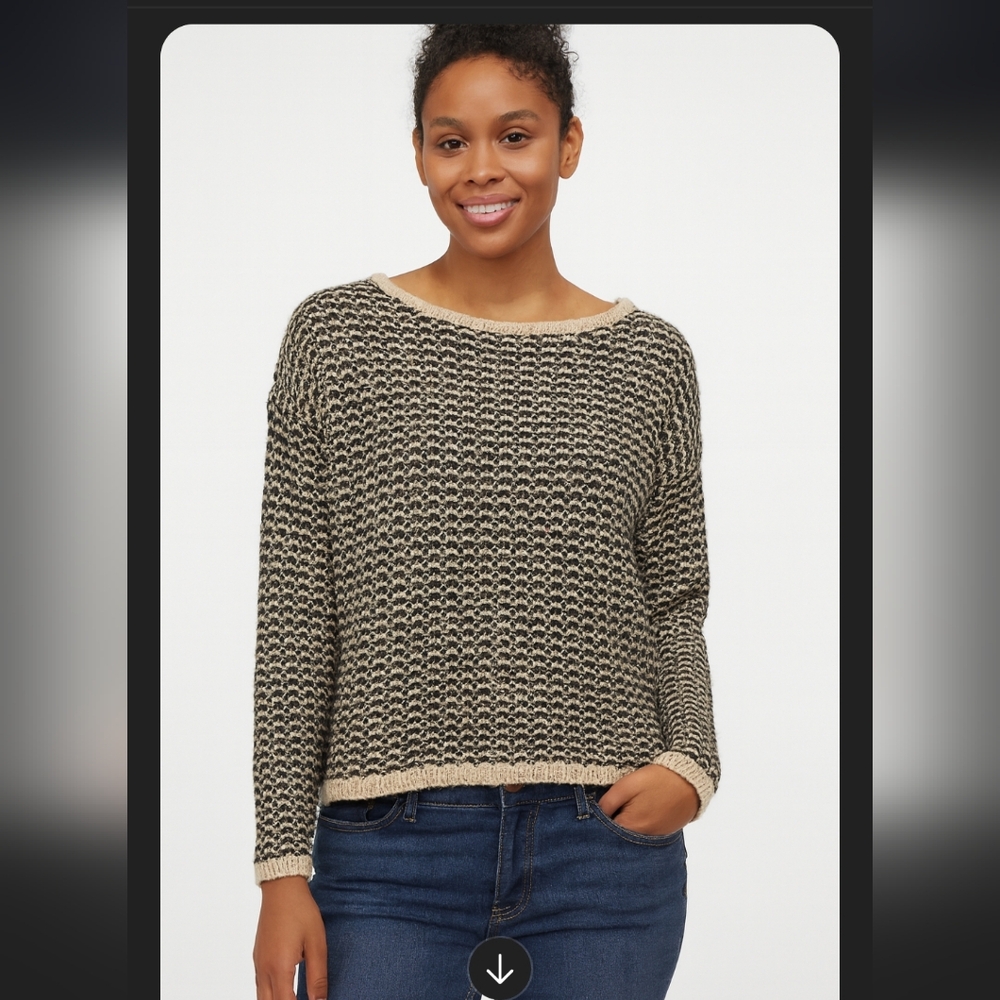 Anthropologie La Fee Verte black / cream long sleeve sweater color fleck…